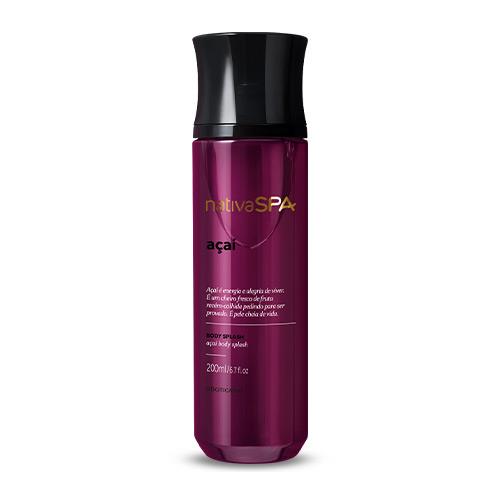 Nativa Spa. Cuidado do grão à pele.  Splash! Uma explosão olfativa que toma conta do teu corpo. Escolhe a tua fragrância favorita e leva esse cheirinho contigo para todo o lado!  O Body Splash Nativa Spa Açaí:  Proporciona uma sensação de frescura incrível Hidratação até nos meses mais quentes e húmidos Oferece um aroma único  Como usar: Aplica e reaplica sempre que quiseres, para uma sensação de frescura imediata. As Body?Splash são um produto muito versátil, podendo ser usadas para perfumar a roupa acabada de passar a ferro, perfumar a roupa de cama e as almofadas antes deitar, e ainda como ambientador de casa ou de automóvel.  Inflamável. Evite contato com os olhos. Não aplique em pele irritada ou lesionada. Descontinue o uso em caso de sensibilização. Conserve o produto bem fechado, longe da luz e do calor excessivo. Somente para uso externo. Mantenha fora do alcance de crianças. Dermatologicamente testado. Devido à presença de alguns ingredientes, a cor do produto pode variar, porém sem comprometer sua qualidade ou segurança.